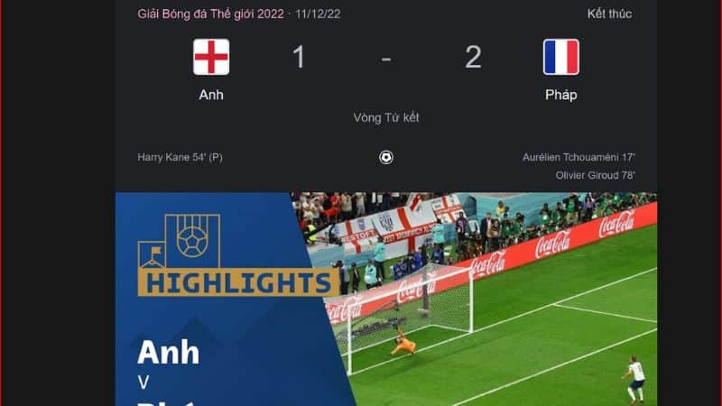 Kèo tài xỉu Anh vs Pháp 